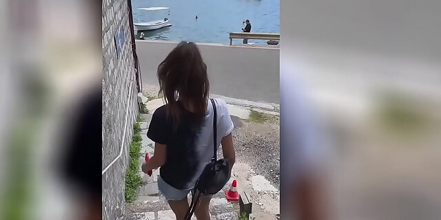 blowjob,brunette,creampie,doggystyle,miniskirt,pov,public,quickie,shorts,tall,teen,vacation